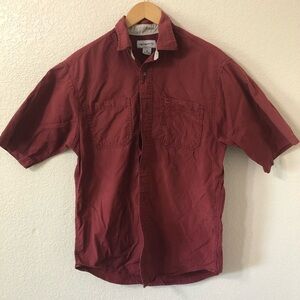 Carhartt Mens Rust Red Cotton Casual Button Down Shirt - Size Medium